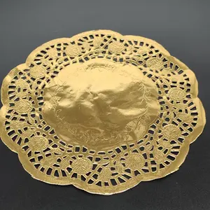 Lace Round Gold Paper Doilies Gold Foil Paper Placemats Doily Paper Pad for Wedding