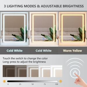 Bedroom Furniture White <strong>Dressing</strong> <strong>Table</strong> Wood Makeup Vanity Desk with Led Light and <strong>Mirror</strong> - Product Image 5