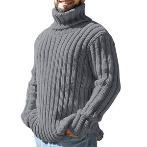 Suéter de Cuello Alto para Hombre, Color Verde Militar, Tejido de Punto, Corte Ajustado, Moda Otoño Invierno, Ropa Juvenil - Product Image 2