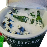 Seau à glace promotionnel mobile, équipement réfrigéré, baril rond, refroidisseur de boissons avec roues