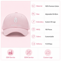 Casquette de baseball en coton rose poudré de luxe personnalisée à 6 panneaux avec motif lettre et logo brodé THIRTY ONE, fermeture snapback pour hommes et femmes