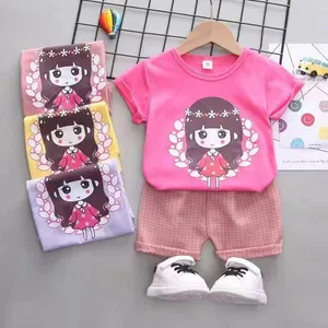 Meisjes Kleding Trendy Mode 2022 Peuter Outfits Zomer Leuke Korte Mouw T-shirt En Shorts Set Voor Kids