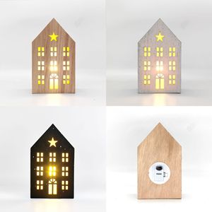 Lámpara de madera con forma de casa de 8 cm, decoración navideña iluminada para escritorio, regalo. - Product Image 3