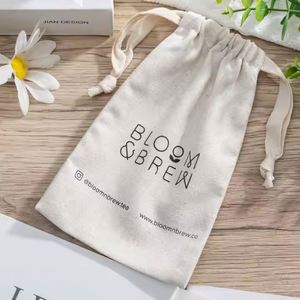 Custom Cotton <b>Drawstring</b> <b>Pouch</b> Bag Organic Cotton Gift Jewelry Packaging Bag Eco-Friendly Storage Gift Bag for Party Favor - Product Image 4