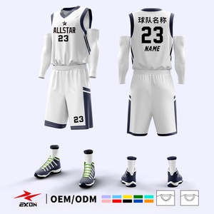 Kit de basket-ball personnalisé EXON avec nom et numéro, sublimation respirante, uniforme pour jeunes et adultes - Product Image 1