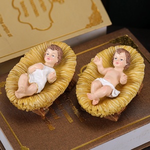 Set Regalo Battesimo Religioso con Scena della Natività in Poliresina Nascita di Gesù Bambino Artigianato in Resina - Product Image 3