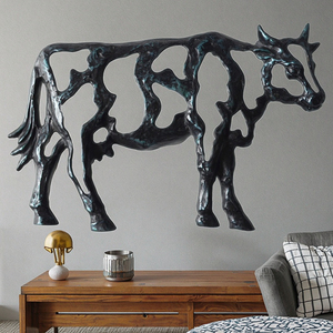 Durable Cast Iron Cow Figurine Engraved Wall Mounted Decor <strong>for</strong> Home and <strong>Garden</strong> Hand Carved Metal Crafts <strong>Plaque</strong> <strong>for</strong> House - Product Image 2
