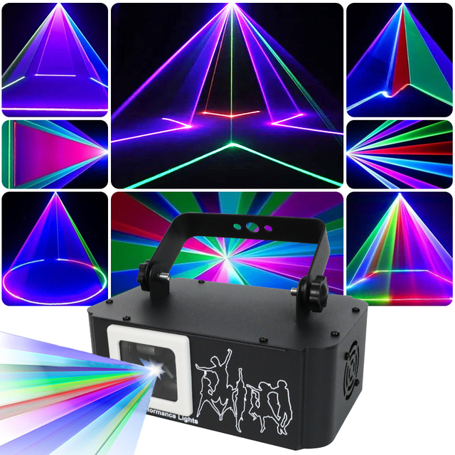 YSH 90 Pattern Laser Disco Light DMX512 RGB Animation Projector Sound Activated DJ Club Stage Lighting Green Blue Wedding Events