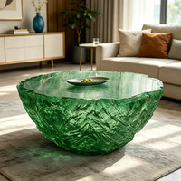 Table basse de luxe haut de gamme en résine époxy transparente, style moderne et minimaliste, pour salon ; Design tendance pour gîtes/hôtels