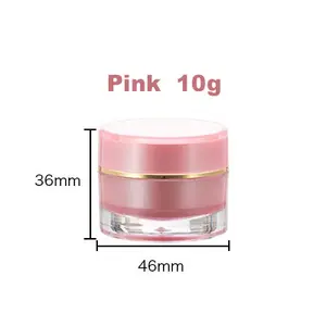 Toples Krim Kosmetik Mewah 10G, Wadah Kosong Dua Dinding Kosmetik Plastik Pink untuk Balsem Bibir dengan Tutup