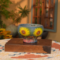 Décoration de bureau créative : Plantes vertes, tournesols, style peinture à l'huile dégradée, pots de fleurs succulentes pour la maison