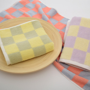 Toallas a cuadros de algodón puro de 34x72cm y 70x140cm, absorbentes, de jacquard, para rostro y baño, para uso doméstico. - Product Image 3