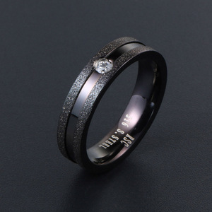 Frosted Diamond Encrusted <b>Couple</b> <b>Rings</b> Titanium Steel Valentine's Day Gift Unisex Jewelry SA543 - Product Image 3
