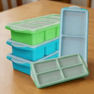 Conteneur à glace en silicone de qualité alimentaire avec couvercle amovible, réutilisable, sans BPA, grande capacité, facile à nettoyer pour soupes, sauces et bouillons - Product Image 2