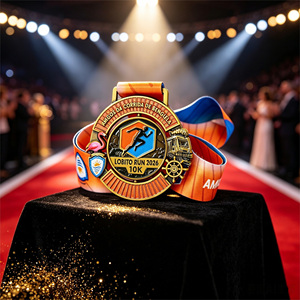 Medalla Personalizada de Oro Antiguo de 10K con Diseño Costero de <span class=keywords><strong>África</strong></span> Occidental - Premio Giratorio de Metal Esmaltado <span class=keywords><strong>para</strong></span> Carreras - Product Image 6
