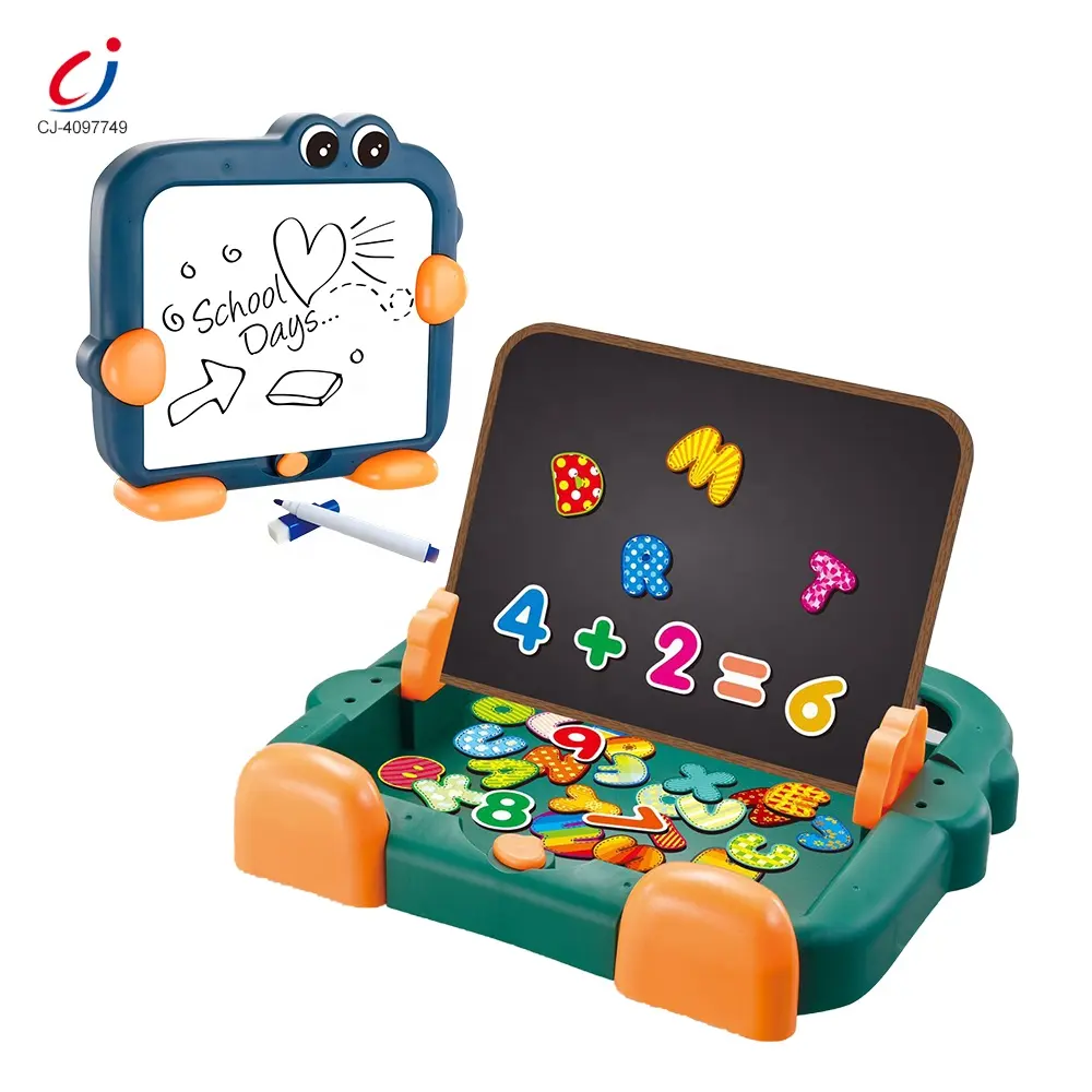 Chengji mainan papan gambar puzzle magnetik dua sisi anak edukasi 2 in 1 alas tulis magnetik digital dapat digunakan kembali