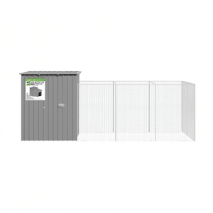 Light Gray Galvanized Steel Dog House With Run 65x259.4x71.3 In Outdoor Pet Housing <b>Large</b> Breed - Product Image 1