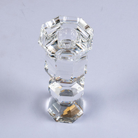 Porte-bougie en cristal à corps diamanté facetté, bougeoir à double boule, base octogonale, coupe tulipe, décoration moderne pour la maison, table à manger