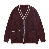 Übergroße neutrale Pullover-Strickjacke für Herren und Damen Einfaches Design Strickjacke im Campus-Stil Benutzer definiertes Logo