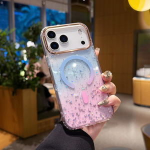 Crystal Gradient Glitter Magnetic Phone case for iPhone 17 16 15 14 Pro Max IMD Rainbow Ombre Transparent Seashell <b>back</b> Cover - Product Image 5
