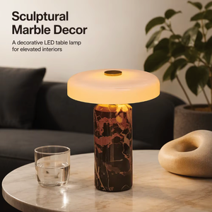 Lámpara de Noche Recargable de Mármol Real para Bodas, 8-12 Horas de Duración, Interruptor Táctil Portátil, Pantalla de Vidrio, Lámpara de Mesa Inalámbrica - Product Image 2