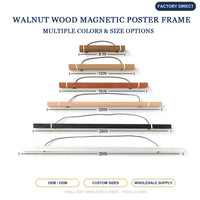 Bingkai Poster Magnetik Kayu Walnut Oak untuk Dekorasi Dinding Ukuran Kustom OEM Logo Terukir Sampel Gratis Pajangan Poster