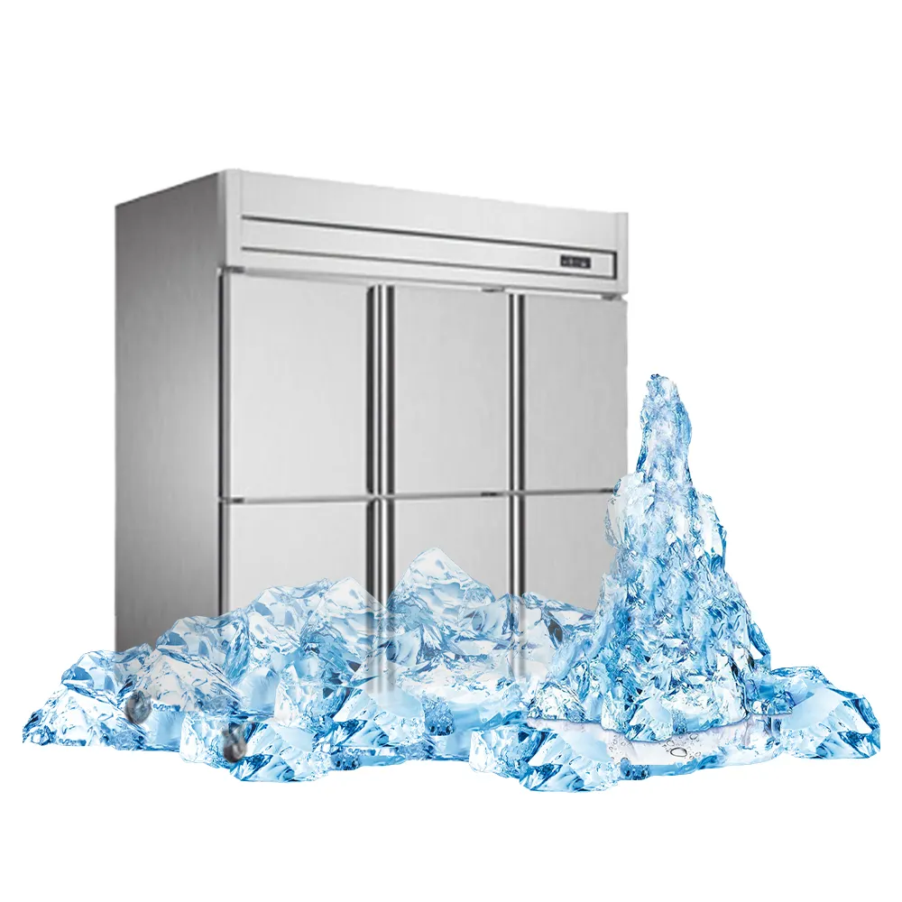 Industrie Edelstahl aufrecht kommerziell sechs Türen Kühlschrank Doppeltemperatur-Gefrier schrank und Kühler Küchen-Gefrier schrank