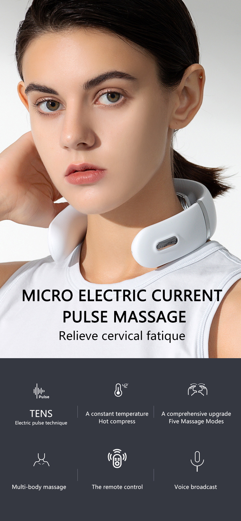 New Product 2021Cervical Traction Therapy Vibration Massager Foldable Health Care Pain Relief Heating Pulse Neck Massager