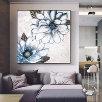 Personnalisé 100% Peint À La Main Épais Peintures À L'huile Abstraites Dropshipping Reproduction Toile Base avec Fleur Sujets À La Main