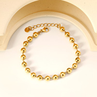Bracelet à breloques ajustable en acier inoxydable plaqué or 18 carats PVD, élégant, minimaliste et personnalisé, pour femmes, vente en gros