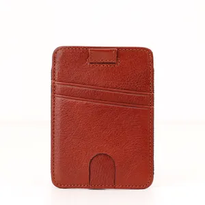 Mini Wallet With Pull Tab Slim Genuine Leather Wallet Combine Rubber Band