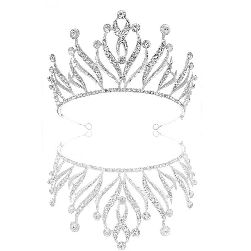 바로크 인기 코로나 드 레이나스 쿠론 17cm 여왕 럭셔리 미인 대회 왕관 장식을위한 웨딩 티아라 신부 크라운