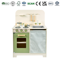 Cuisine de jeu en bois standard UE/US avec évier, cuisinière et rangement – Jouet éducatif de simulation de cuisine pour enfants