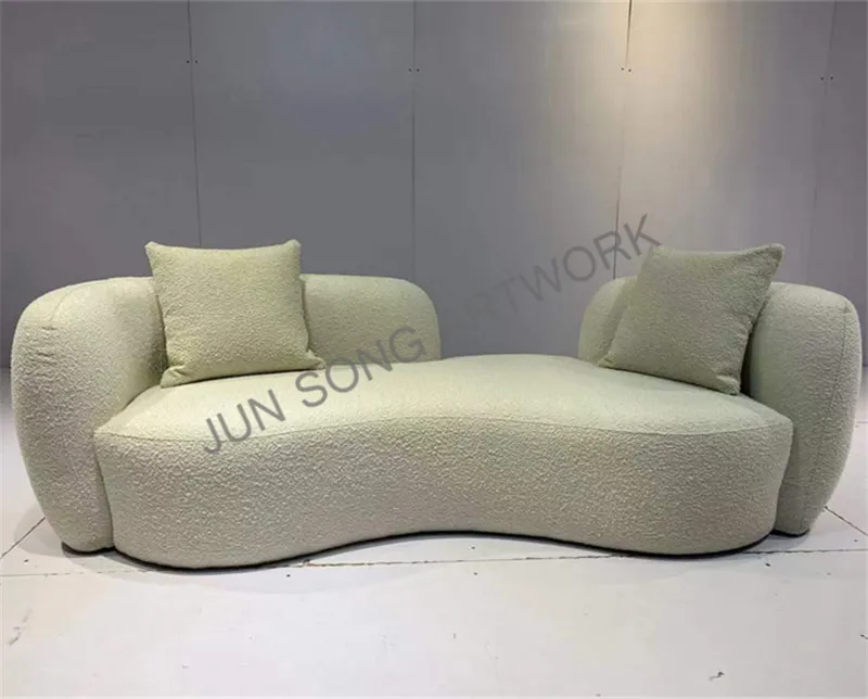 Креативная мебель для гостиниц JS E044, серия диванов, Тканевый длинный диван с тремя сиденьями, офисный студийный декоративный диван в форме дуги