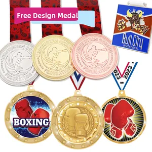 निर्माण कस्टम खेल पुरस्कार 3D धातु स्वर्ण पदक मुक्केबाजी किकबॉक्सिंग पदक