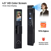 Cerradura Inteligente 7 en 1 con Desbloqueo por Huella Dactilar 3D, Contraseña, Tarjeta IC, Llave, Pantalla a Color HD de 4.5 Pulgadas, Llamada Remota TUYA Zigbee