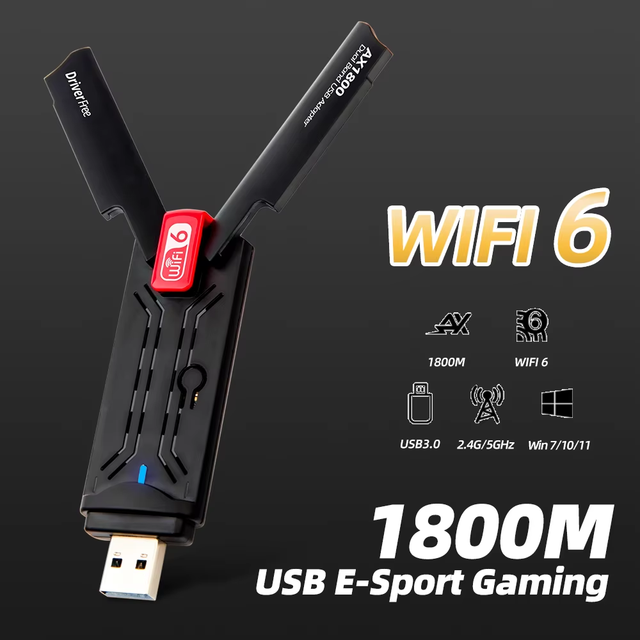 AX1800 USB WiFi 6 USB 3.0 Adapter Dual Band 2.4G/5Ghz Wi-Fi Receiver Dongle Wifi Network Card Wireless for PC Laptop Win10/11