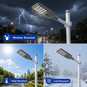 ไฟถนนโซลาร์เซลล์แบบออลอินวันคุณภาพสูง กันน้ำ IP65 กำลังไฟ 300W 400W 500W พร้อมระบบเรดาร์ตรวจจับความเคลื่อนไหว แผงโซลาร์เซลล์คริสตัลไลน์ซิลิคอน - Product Image 5