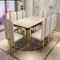 Ensemble table et chaises de salle à manger minimaliste 6 places le plus vendu avec pieds dorés - Mobilier haut de gamme pour salle à manger et restaurant