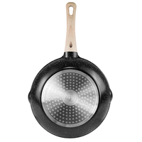 Poêle à frire profonde en aluminium antiadhésive avec couvercle en verre et bec verseur, compatible gaz, sans PFOA