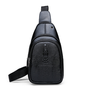 Sac à bandoulière motif <span class=keywords><strong>Crocodile</strong></span> <span class=keywords><strong>noir</strong></span> pour hommes, sac carré simple en PU - Product Image 1