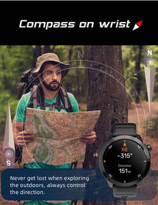 Montre intelligente North Edge Xtrek2 GPS BT Boussole extérieure Altimètre Étanche Montre de randonnée en montagne Suivi d'activité Gel de silice - Product Image 5