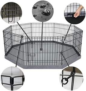 8-Panel 24 \ "W X 24 \" H Opvouwbare Metalen Hond Oefenpen Indoor/Outdoor Puppy Boxpen Kennel Bottom Pad Pen Huisdier Huisdier - Product Image 2