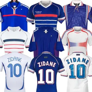 1998 2002 FRANCE RETRO VINTAGE ZIDANE HENRY MAILLOTサッカージャージ19962004フットボールシャツトレゼゲアウェイファイナル2006ホワイト200