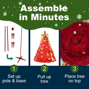 Pre-Lit Pre-Versierde Pop-Up Kerstboom, Witte Kerstbal En Noten Decoratie Ornamenten Gouden Strik Lint Kerstboom - Product Image 6