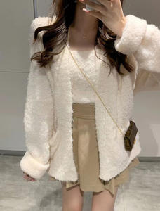 2024 Frühling Frauen Neuankömmling V-Ausschnitt Langarm Open Chest Solid Cardigan Mit Crop Short Tops Sweater Set - Product Image 3