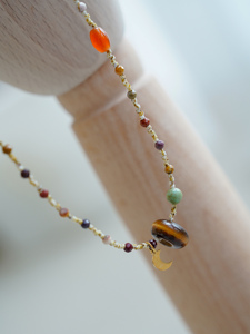 Collier ras-de-cou unisexe JoJo Jewelry, perles <span class=keywords><strong>Miyuki</strong></span> tchèques, style bohème, <span class=keywords><strong>pendentif</strong></span> en pierre naturelle œil de tigre, plaqué or 14 carats - Product Image 5