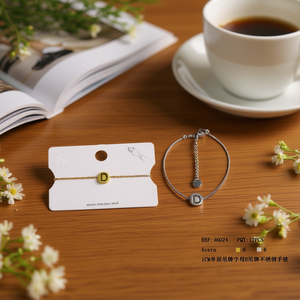 Stainless Steel Bracelet 1Cm Single Sided Letter <b>D</b> Pendant Fashion Cuff Jewelry - Product Image 3