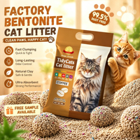 Litière pour chat en bentonite naturelle, forte absorption, contrôle des odeurs, fournisseur en gros, litière pour chat en bentonite au charbon actif