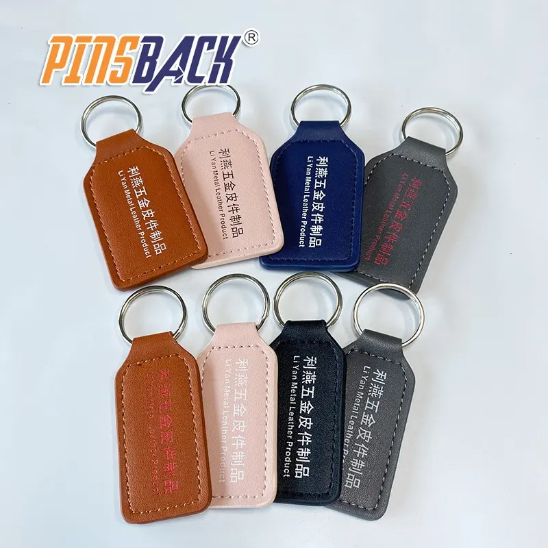 Fashion printing logo leather keyring different shape custom brand PU leather keychain for promotion